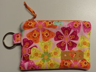 Schlüsselanhänger-Mäppchen pink Blumen2 - 9 x 13 cm